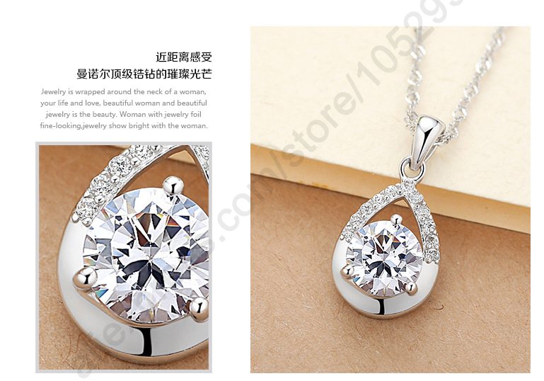 Conjunto de joyería nupcial de Plata de Ley 925, collar, pendientes, compromiso, estilo romántico, gota de agua, cristal austriaco