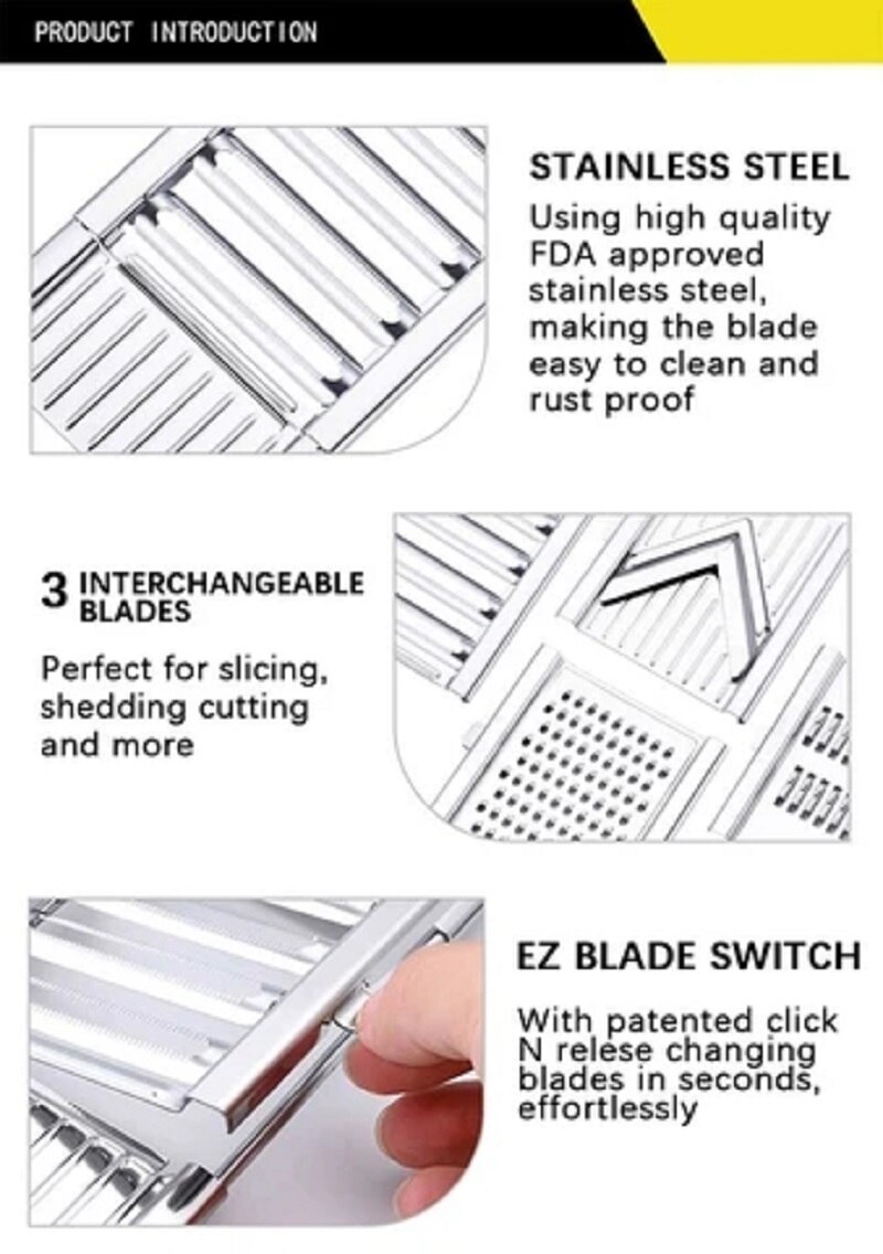 Multifunctionele Groentesnijder Rvs Rasp 3-In-1 Shredder Cutter Dunschiller Voedsel Chopper Keuken Tool
