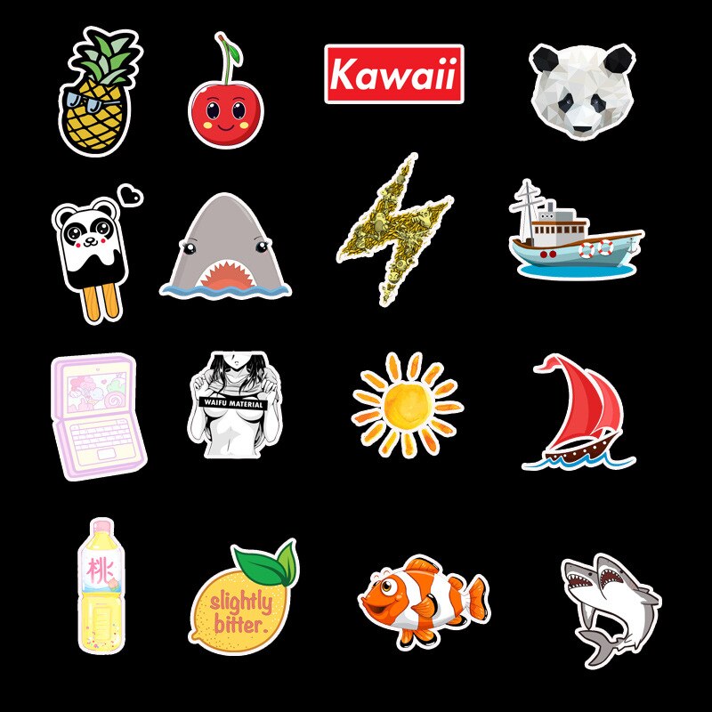 50Pcs Cute Stickers Vinyl Laptop Stickers For Teens Girls Water Bottle Decals Guitar Skateboards Waterproof Computer Stickers