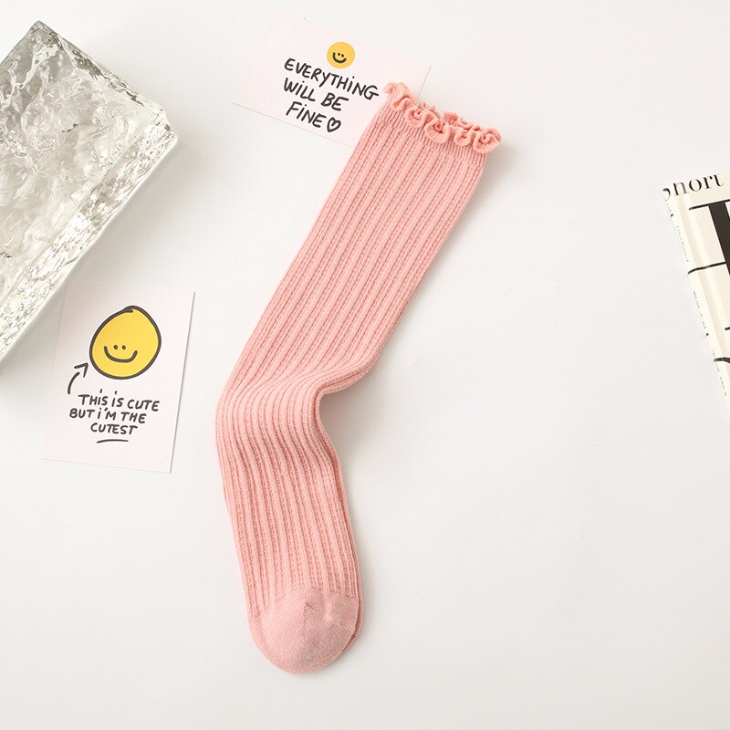 Calcetines altos hasta la rodilla para niños y niñas, calcetín de algodón, transpirable, primavera y otoño, 2022: pink