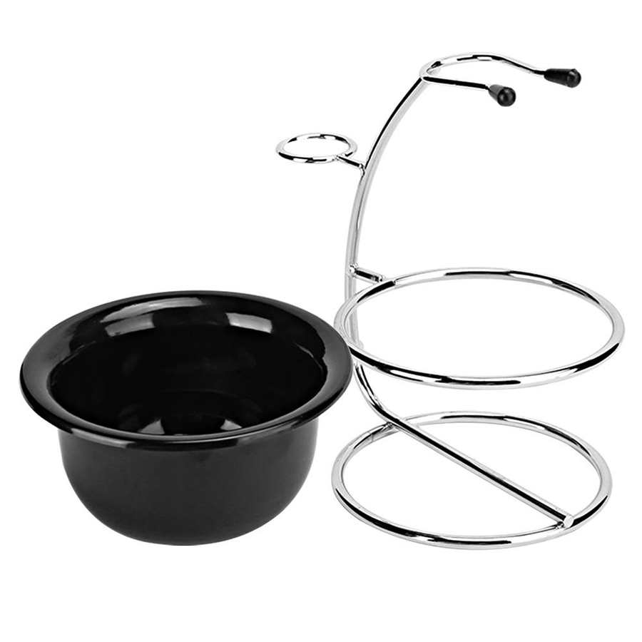 Metal Shaving Stand Holders Foaming Soap Bowl Beard Shaving Tool Set Beard Brush Holder Shaving Cleaning Supplies