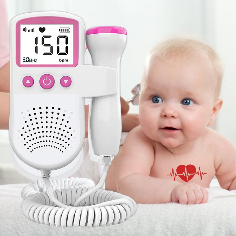 Ultrasound Fetal Doppler Heart Rate Monitor For Home Sonar Pregnancy Baby Heartbeat Meter No Radiation 3.0MHz LCD Display