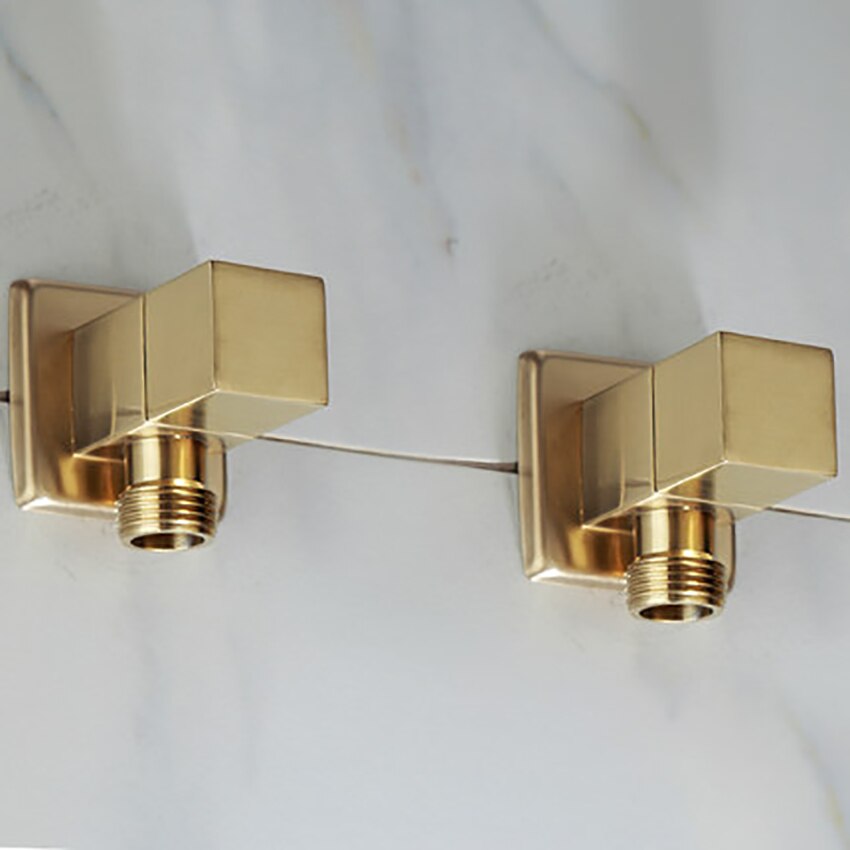 Faucet Angle Valve Bathroom Brass Gold Angle Stop Valve Water Control Valve Faucet Cold Water Valve, Brushed Finish