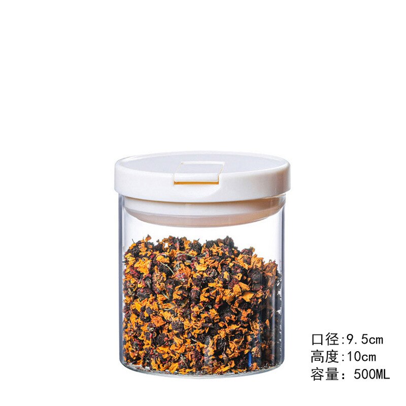 High borosilicate glass sealed jars for miscellaneous foods tea cans storage jars household storage bottles storage jars bottles: 95-100 (white cover)