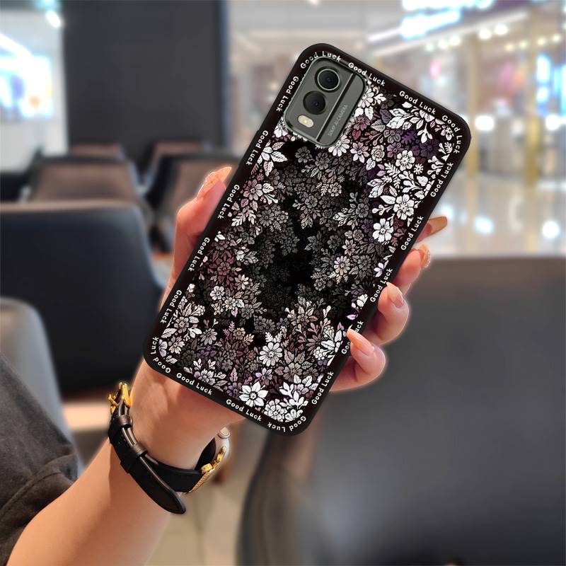 Phone Protector Cover Phone Case For Nokia C32 Graffiti Cute Soft case Dirt-resistant Waterproof Durable: Gold