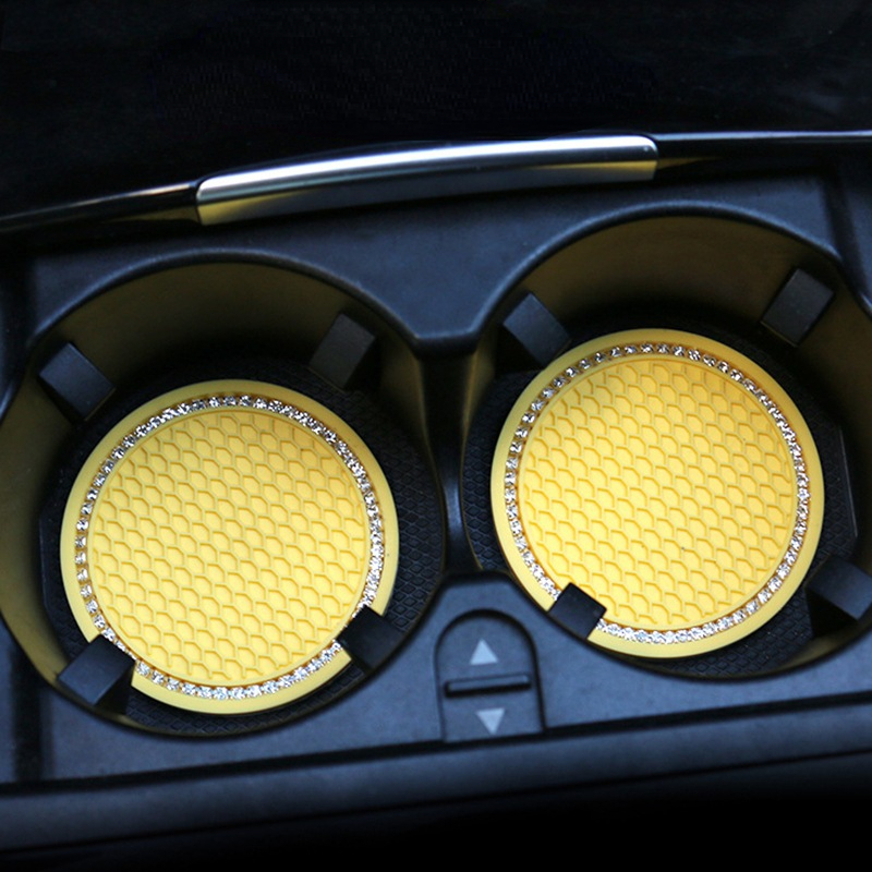 Car Cup Coasters for Cup Holder Universal Bling Diamond Water Bottle Holder Mat Anti Slip Insert Pad Auto Interior Accessories