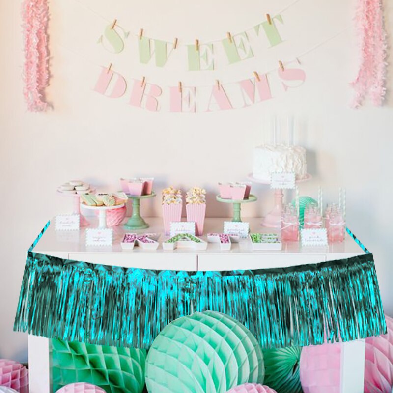 2Meter Glitter Folie Klatergoud Garland Gordijn Party Tafel Rok Regen Zijde Fringe Pull Bloem Bruiloft Verjaardag Festival Decoratie