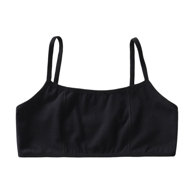 Junior student meisjes trainingsbeha dun licht gewatteerd spaghettibandjes ondergoed: Zwart