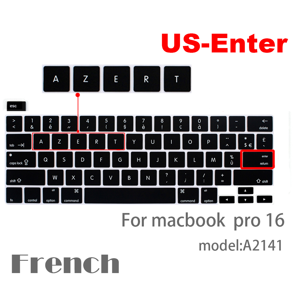 Für macbook Profi 16 tastatur Abdeckung Laptop Schutzhülle Film Profi16 zoll A2141 SILIKON tastatur abdeckung russisch Französisch Spanisch Anzeige: uns-Eintreten Frankreich