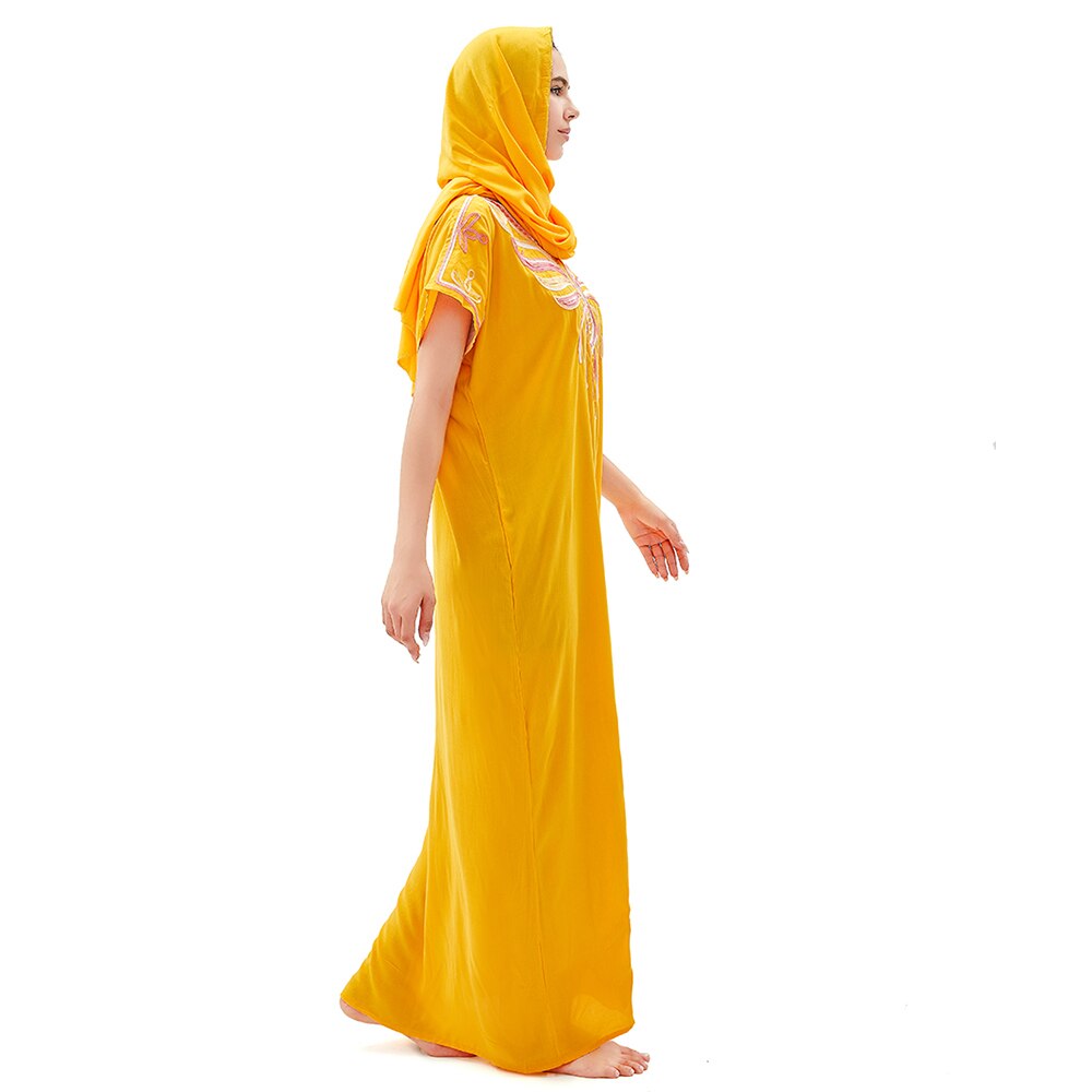 Abaya musulmana de algodón para mujer, caftán Dashik de Oriente Medio, ropa de África, India, Arabia Saudita, Pakistán, turbante bordado Djellaba R08