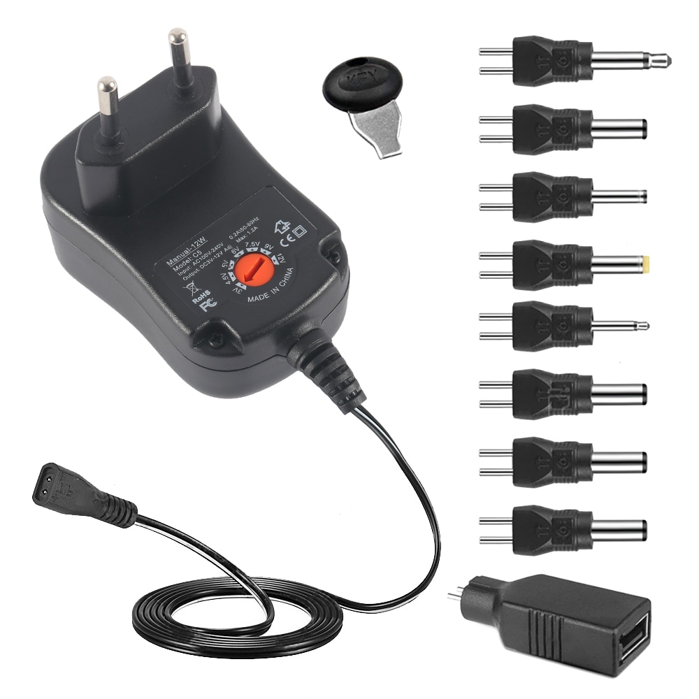 3-12V 12W Verstelbare Voeding Met Dc Usb Tips Multifunctionele Lader Draagbare Voltage Regulator Switch Power adapter