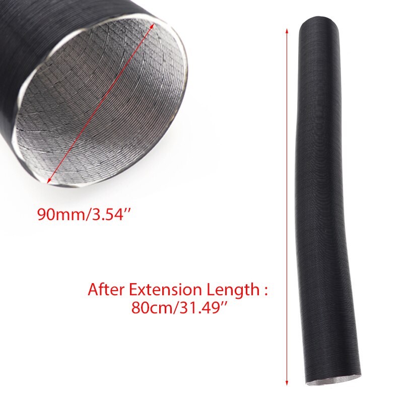 25/42/60/76/90mm Car Heater Ducting Pipe 60-100cm Diesel Parking Heater Duct Aluminum Foil Warm Air Intake Pipe For Webasto: 80cmx9cm(LxID)