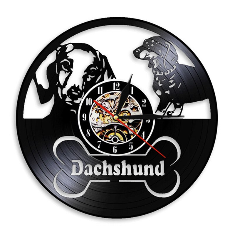 Dachshund Vinyl Record Wall Clock Modern Watch For Wall Decor For Children's Room Dog 3D Wall Watches Puppy Animal: 1