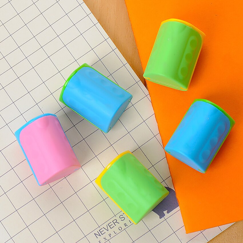Sacapuntas de lápiz con forma geométrica para estudiantes Sacapuntas de lápiz Manual de un solo orificio de plástico de tamaño compacto para escuela, hogar y oficina