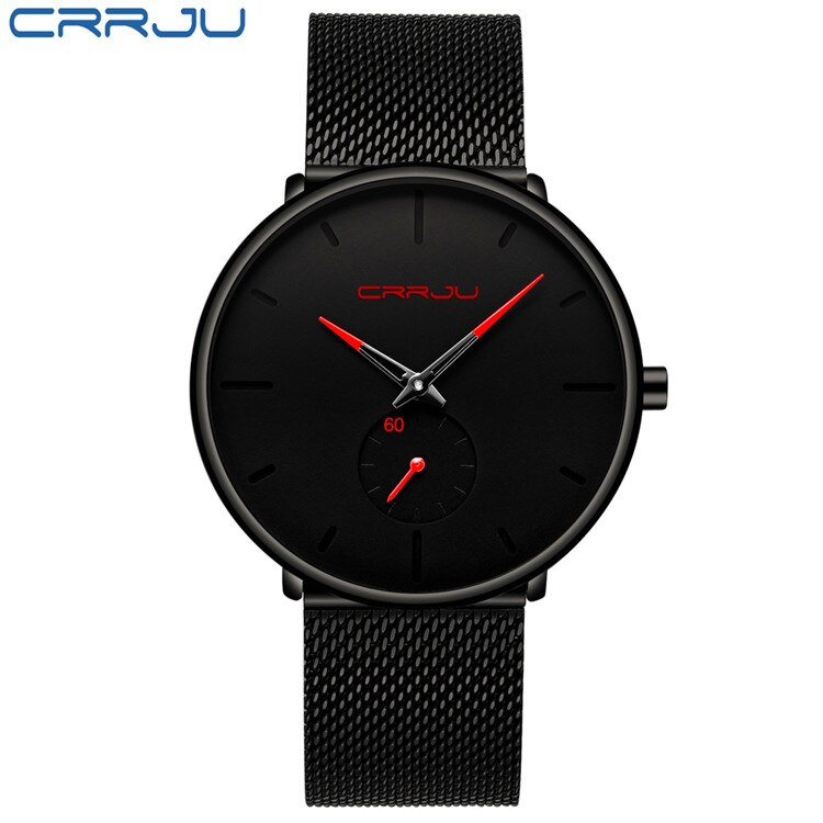 Crrju ur herre vandtæt slim mesh rem minimalistiske armbåndsure til mænd quartz sportsur ur relogio masculino: 2150- r