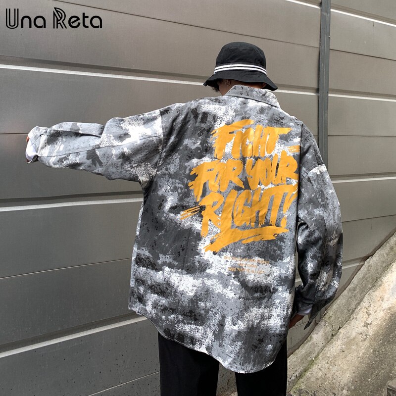 Una Reta Camouflage Men Shirts Spring Autumn Streetwear Men Clothing Long Sleeve Plus Size Casual Loose Shirts For Men