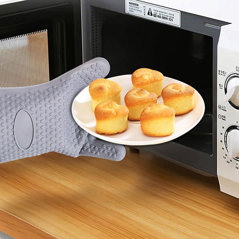 Magnetron Vijf Fingered Handschoenen Bakken Anti-Brandwonden Verlengen Handschoenen Eenvoudige Verdikte Siliconen Warmte-Proof Oven Handschoenen