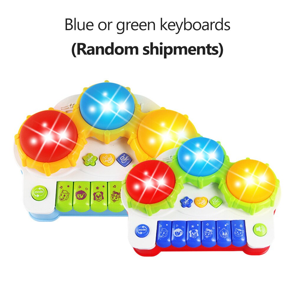 Tambor de Piano con teclado Musical 2 en 1 para bebé, Juguete Musical con música y luces, Desarrollo Educativo Temprano Infantil, juguetes para niños