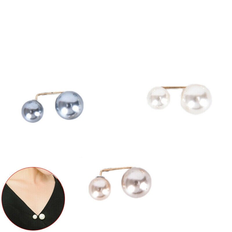 3 Stks/set Dubbele Pearl Pins Voor Vrouwen Veiligheid Pin Broche Vrouwelijke Kleding Accessoires Gesimuleerde Pearl Knit Shirt Broches Sieraden