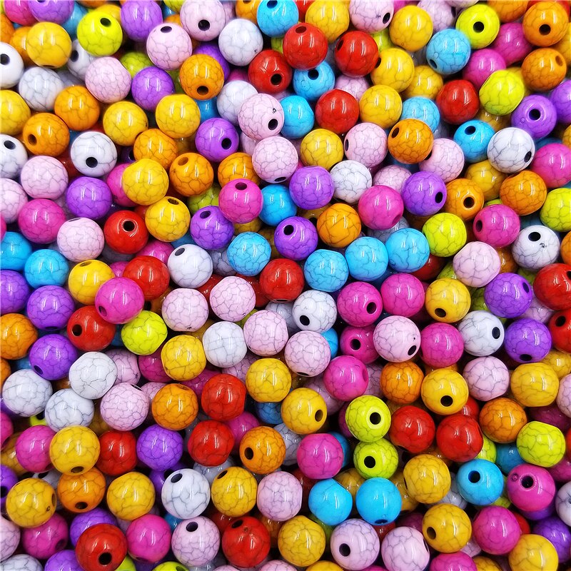 100pcs Finding Beads Handmade Material 8mm DIY Cracks Loose Bead Jewelry Accessories Multicolor