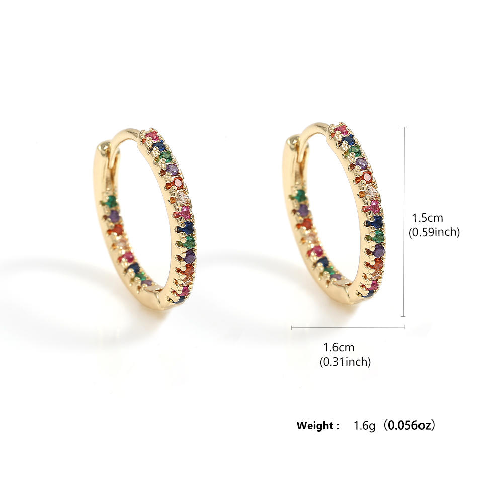 Pendientes redondos de cobre de circonita cúbica para mujer, aretes de cristal de Metal, joyería diaria para , Color dorado,