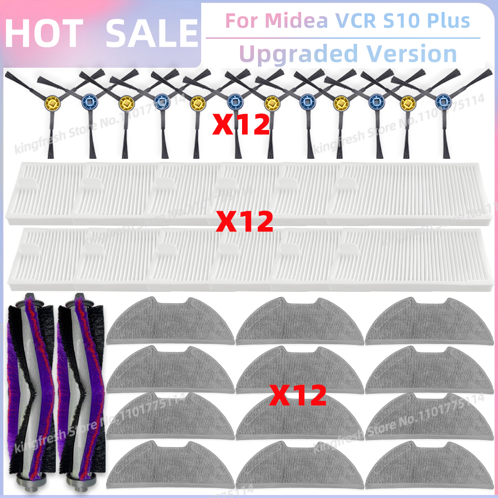 Passend Für Midea VCR S10 Plus BL Ersatzteile für Staubsauger Hauptbürste Seitenbürste Hepa-Filter Wischmopptuch Zubehör: grau