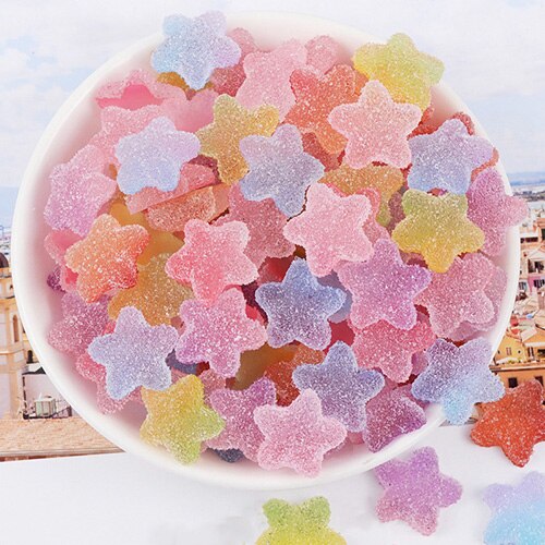 Happy Monkey Slime Supplies DIY Resin Star Candy Slices Slime Charms Addition for Fluffy Clear Crystal Slime Clay In Stock: Mix Color 20pcs