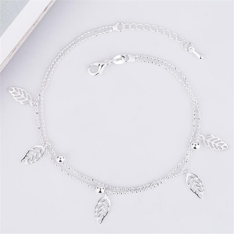 KOFSAC Neue Charme Hohl Blätter Fuß Schmuck Sommer Strand Knöchel Fuß Armband 925 Sterling Silber Kette Link Fußkettchen Für Frauen: Default Title