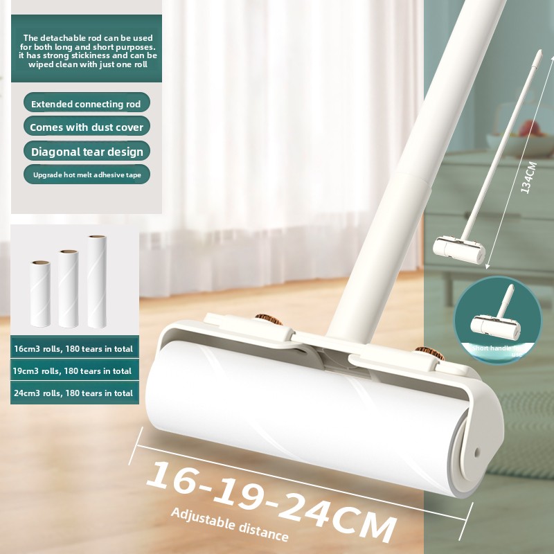 Long Pole Stiy Hair Remover Roller Large Size Tearable Paper Bed Hair Roller Bru Floor Hair Wheel Household Cleaning Tool: [long hair gluer] three-size universal roller | detachable extension rod | strong stickiness