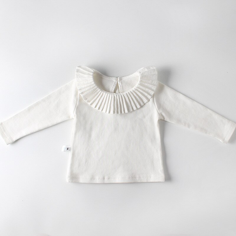 MILANCEL Baby Shirts Full Sleeve Shirts for Babies Plain Shirt Baby Clothing Ruffle Collar Baby Blouse: white as pic / 6M