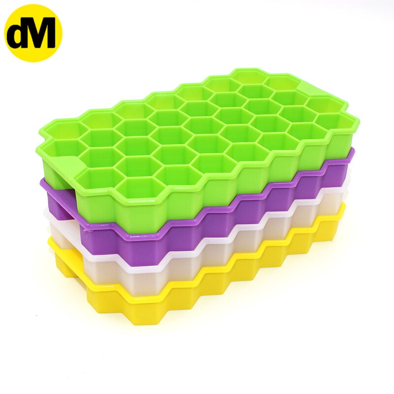 DM 1pcs Multicolored Ice Tray Ice Mould Silicone PP TPE Flexible Excellent Summer Kitchen Using: none cover