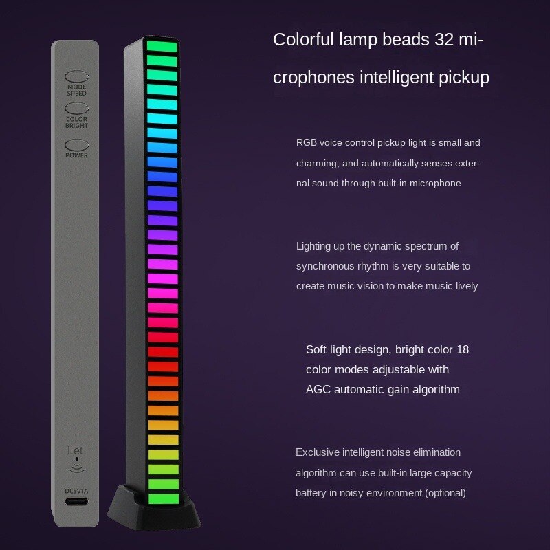 Lumières LED colorées de contrôle du son, rvb, contrôle par application, lumière de ramassage de rythme de musique, DJ Disco, voiture, TV, ordinateur de bureau, décoration