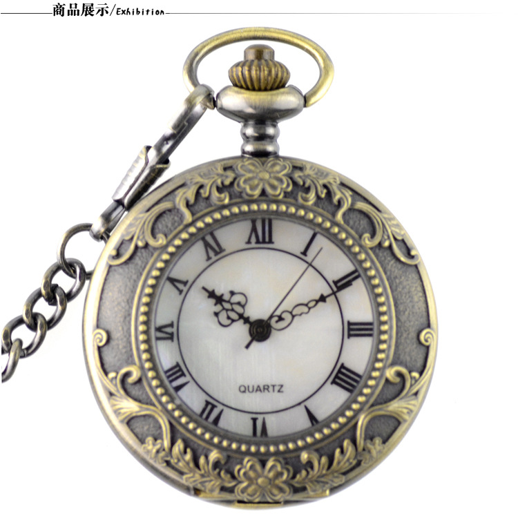 Vintage Brons Steampunk Zakhorloge Romeinse Cijfers Quartz Ketting Pocket & Fob Horloges Ketting Mannen Vrouwen Klok Relogio