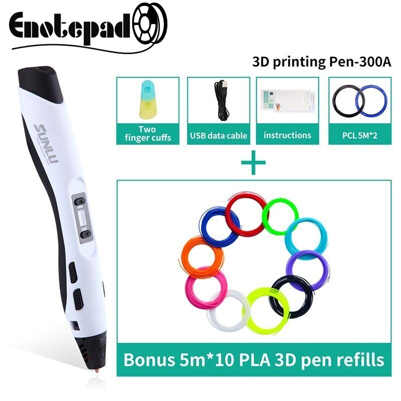 Enotepad-Galaxy SL-300A 3Dprinting Pen Ondersteuning 1.75Mm Pla/Pcl Filament Diy Tekening Potlood 1-8 digitale Geëxtrudeerd Support5V 2A