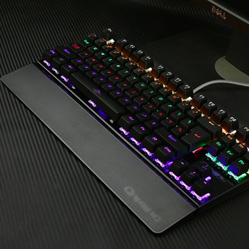 K28 Backlit Gaming Mechanical Keyboard Colorful LED USB Wired Game Keyboard 26 Keys Anti-ghosting Free Hand Care