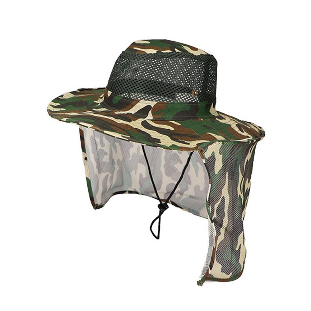 Outdoor Vissen Hoed Brede Rand Ademend Mesh Strand Hoeden Camouflage Zon Uv-bescherming Schaduw Hoed Voor Mannen Vrouwen Hoeden