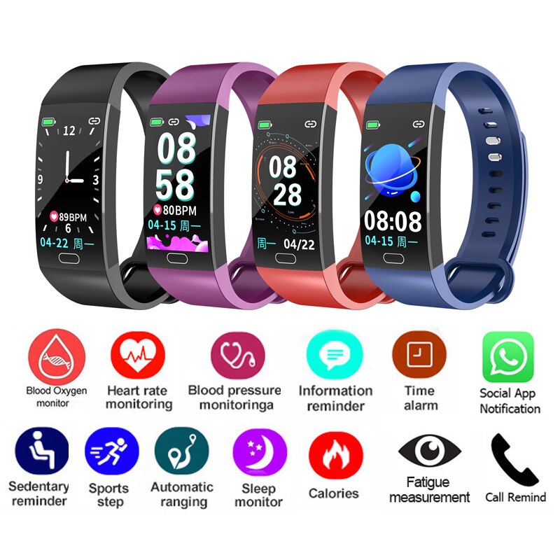 Smart armbånd med trykmåling fitness tracker aktivitet sport band sundhed armbånd skridttæller pulsmåler