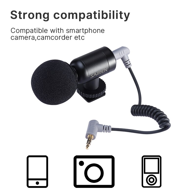 Sairen Nano Interview Mikrofon Vlog Mini Mic Stimme Aufnahme Studio Mic für iPhone Android Telefon DSLR GoPro 8/7/6/5/4 Insta360