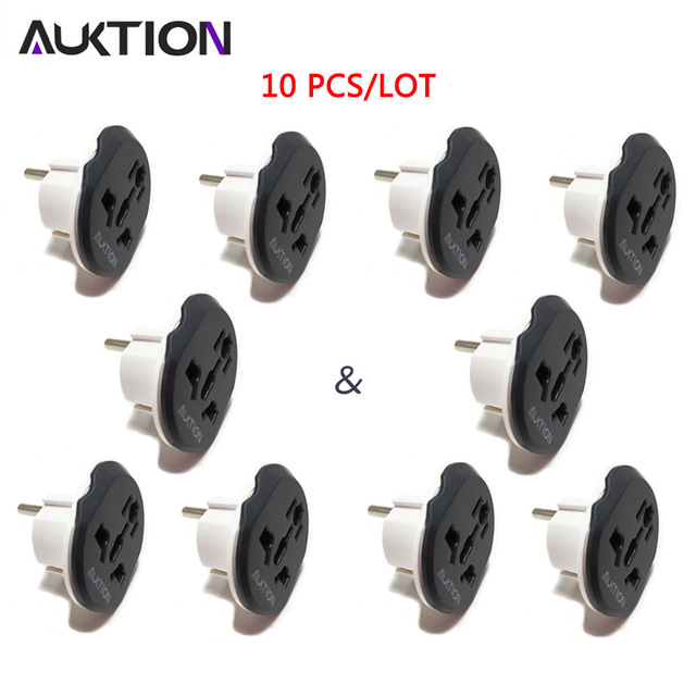 Auktion 16a universell eu omformer adapter 100v-250v oss au cn til eu kontor reise lader vegg stikkontakt med hjem: 10 stk sortere