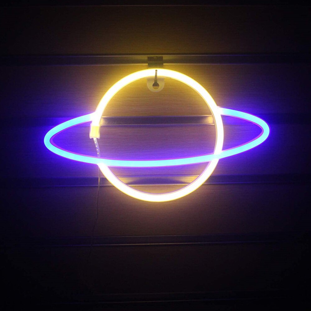 Led neonlys skilte elliptisk planet neon lampe batteridrevet natlys soveværelse hængende væg dekoration fest værelse dekoration