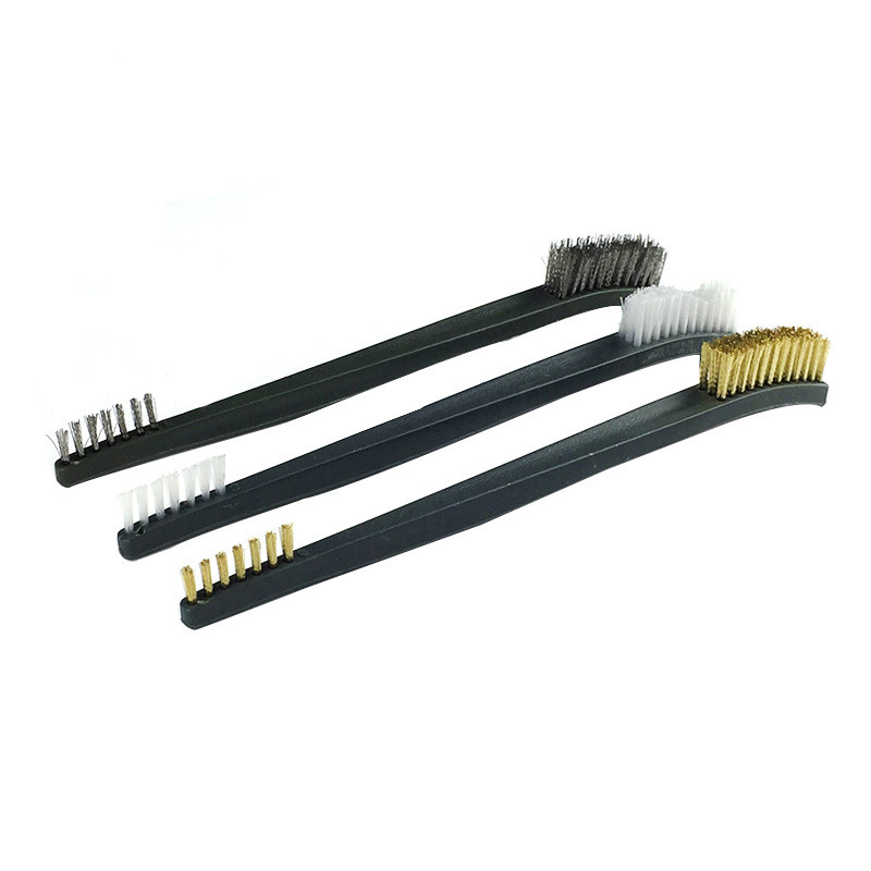 3 Pcs Mini Wire Brush Set Steel Brass Nylon Cleaning Polishing Detail Metal Rust Brush Clean Tools
