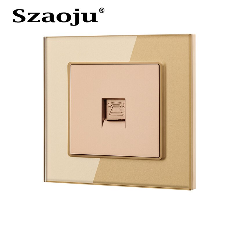 Szaoju Luxury silver-plated TV coaxial socket Antenna/Network/Telephone wall-mounted panel socket crystal tempered glass panel: telephone