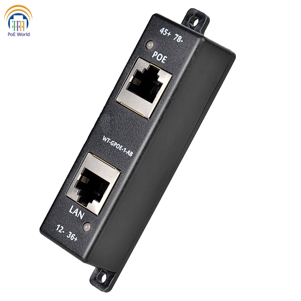 Gigabit PoE Injector Passive PoE Injector/Splitter for 802.3at orPoE+ ModeA B with Dual DC inputs