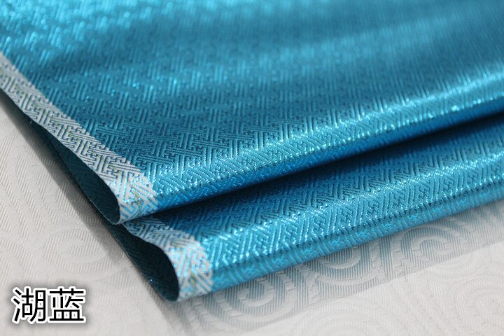 Robe de poupée cheongsam mongole en Satin, spirale carrée Vintage, Faux Satin, brocart de soie doré, tissu Jacquard, dentelle, bricolage: Lake Blue