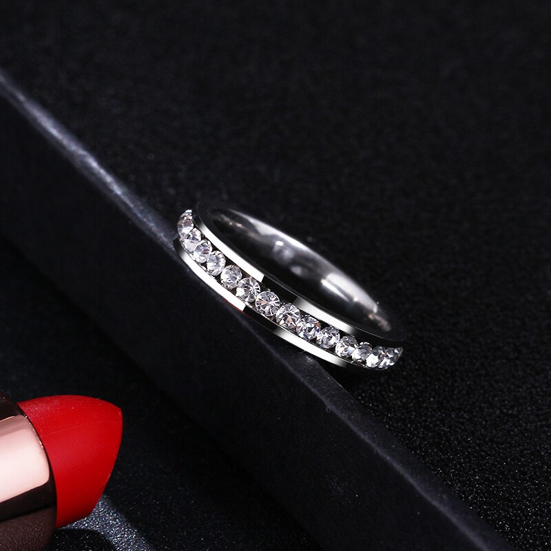 DOTIFI 316L Stainless Steel Rings For Women Gold Color Crystal Engagement Wedding Ring Jewelry: 11 / Clear