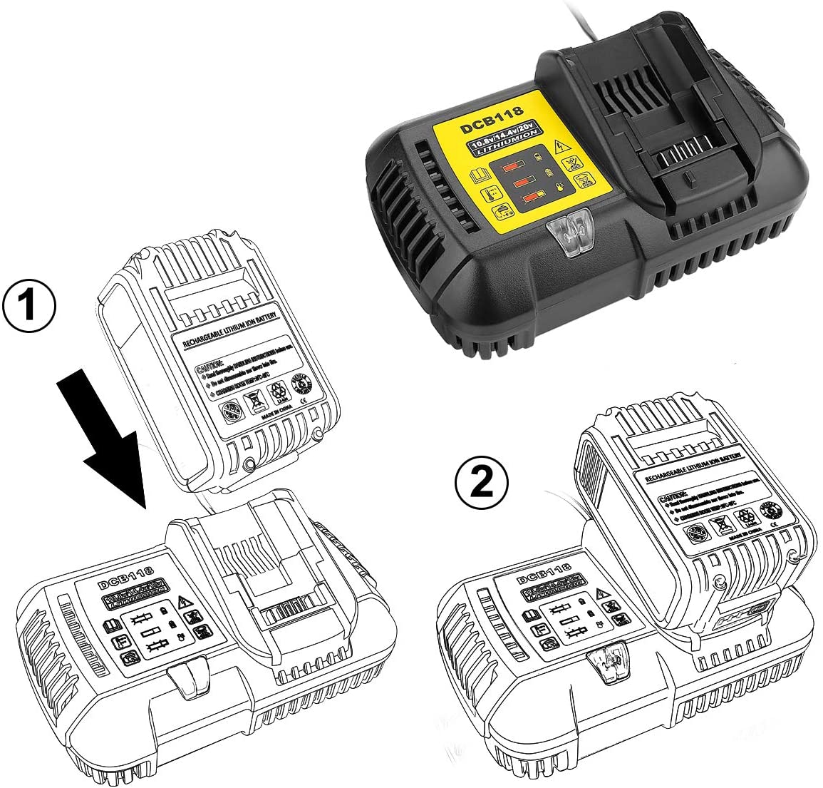 4.5a dcb 118 încărcător de baterie pentru baterie dewalt 10.8v 12v 14.4v 18v 20v dcb 200 dcb 101 dcb 115 dcb 107 dcb 105 dcb 140 &amp;dcb 112
