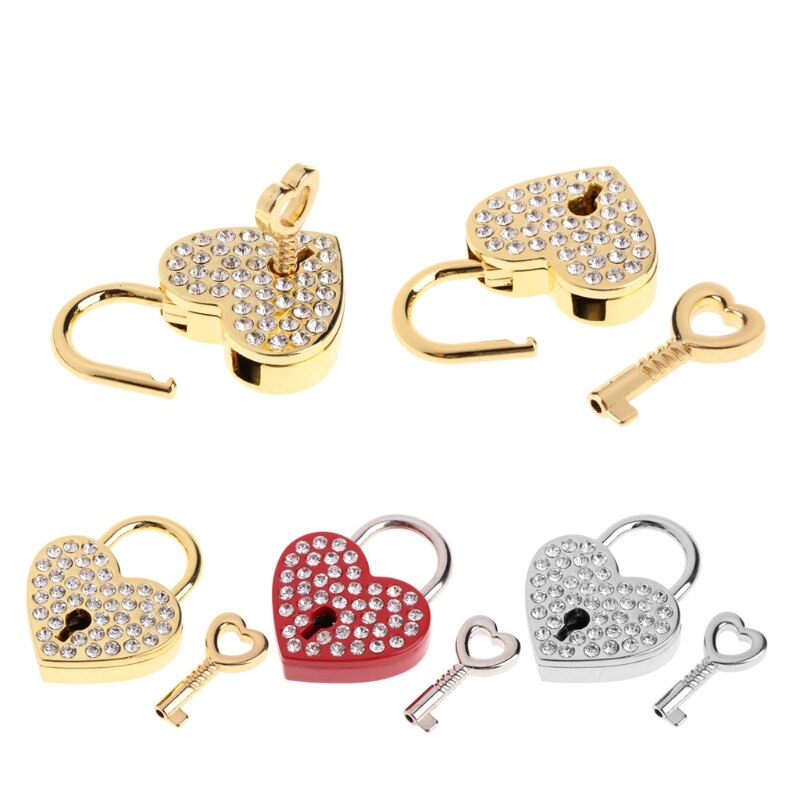 10Styles Diamonds Heart Shape Vintage Old Antique Style Mini Archaize Padlocks Key Lock with key