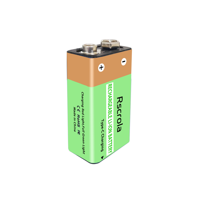 Long-Lasting 9V Rechargeable Battery 6800mAh Type-C Fast Charge Battery for Multimeter, Guitar Pedal, Microphone, Smoke Detector