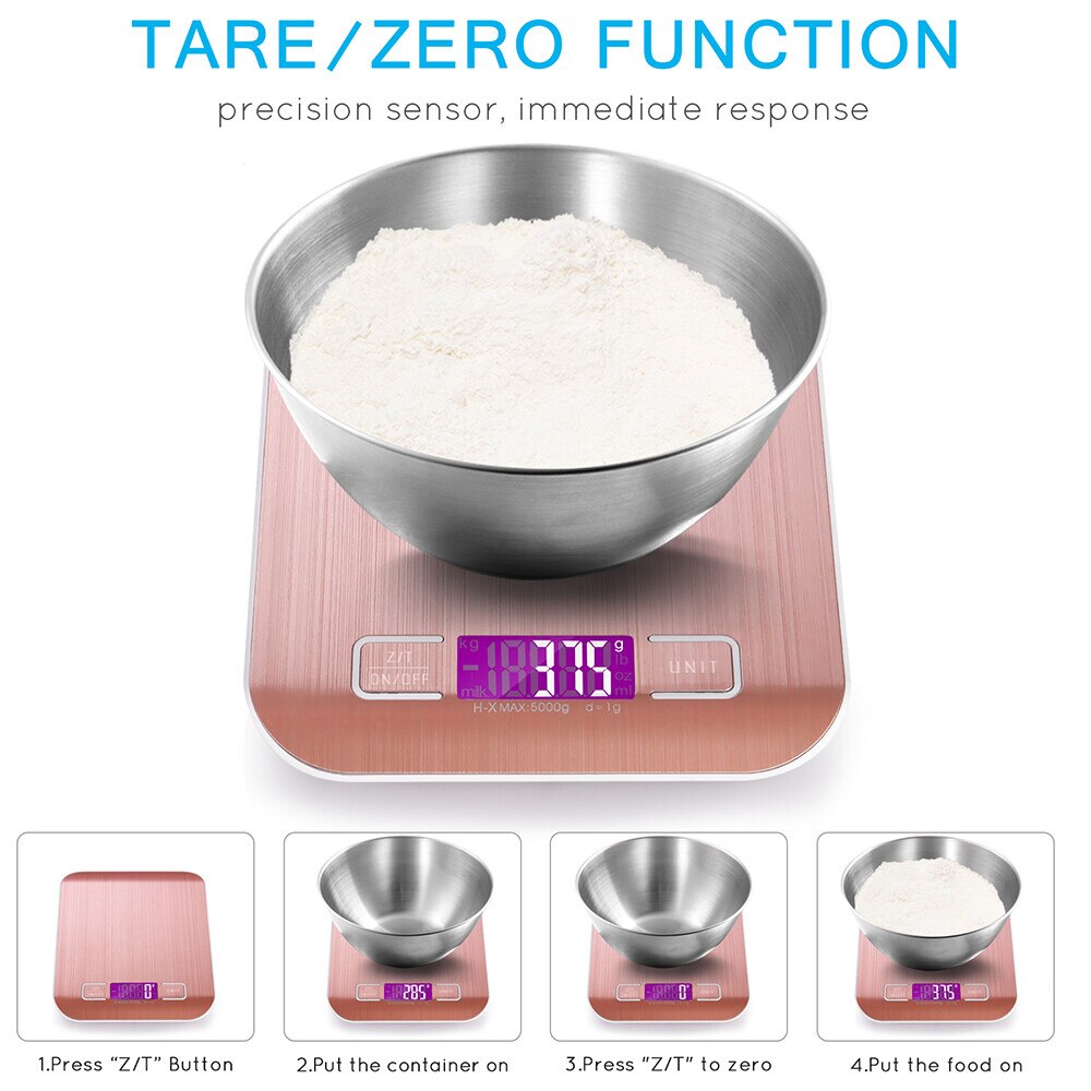 Electronic Kitchen Scales Digital Food Scale Stainless Steel Weighing Scale usb LCD High Precision Measuring Tools 10kg 5kg 0.1g