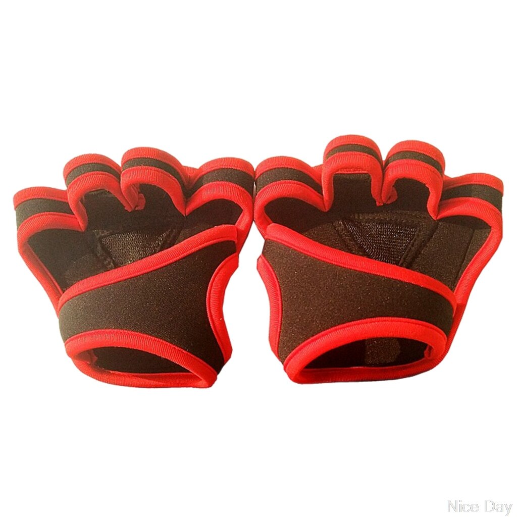 1pair Weightlifting Workout Crossfit Fitness Gloves Weight Training Gloves Gym Barehand Grip for Rowing Pull Up: Red